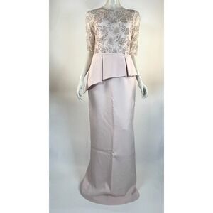 Rickie Freeman Teri Jon Gown Maxi Dress Women 10 NWT $680 Lace‎ Peplum Lined